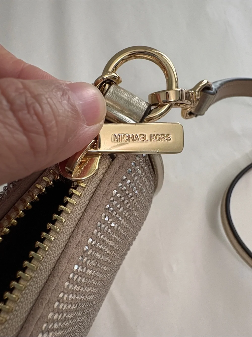 Michael Kors Crystal Chain Crossbody Bag in Gold Color